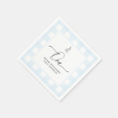 Bunny Blue Gingham First Birthday Paper Napkin Servet (Hoek)