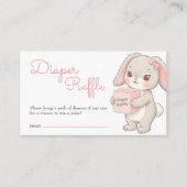 Bunny Blush Pink Baby Shower Diaper Raffle Ticket Informatiekaartje (Voorkant)