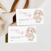 Bunny Blush Pink Baby Shower Diaper Raffle Ticket Informatiekaartje