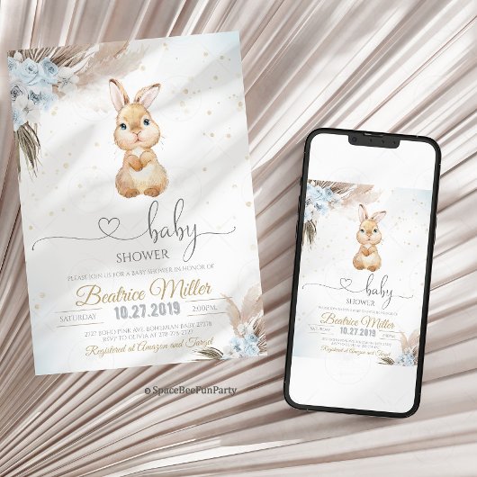 Bunny Boho baby shower  Kaart