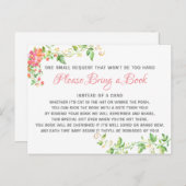Bunny Boho Floral Bring a Book Library Baby shower Uitnodiging Briefkaart (Voorkant / Achterkant)