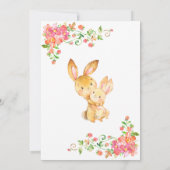 Bunny Boho Floral Invitation Roze Baby shower Kaart (Achterkant)