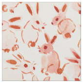 BUNNY BOMB Soft Peach Waterverf Rabbits Stof (Close Up)