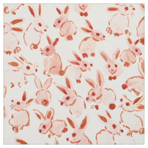 BUNNY BOMB Soft Peach Waterverf Rabbits Stof