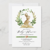 Bunny Book Thkeed Baby shower Invitation Greenery Kaart (Voorkant)
