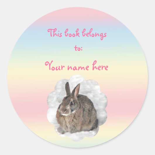 Bunny Bookplate Ronde Sticker (Voorkant)