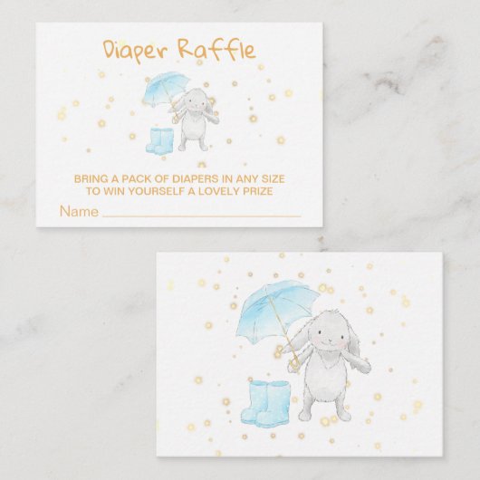 *~* Bunny Boots Paraplu Blauwe Luier Raffle Informatiekaartje (Voorkant / Achterkant)