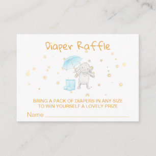 *~* Bunny Boots Umbrella Blue Diaper Raffle Informatiekaartje