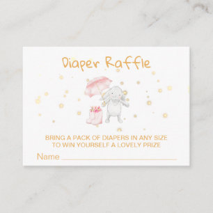 *~* Bunny Boots Umbrella PINK Diaper Raffle Informatiekaartje