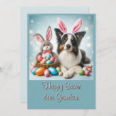 Bunny Border Collie Happy Easter Grandson Feestdagenkaart (Voorkant / Achterkant)