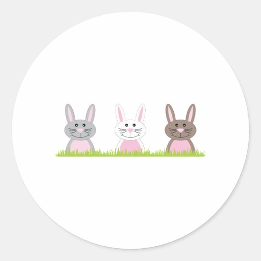 Bunny Border Ronde Sticker (Voorkant)