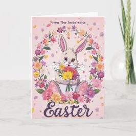 Bunny Bouquet Easter Holiday personalized card Feestdagen Kaart
