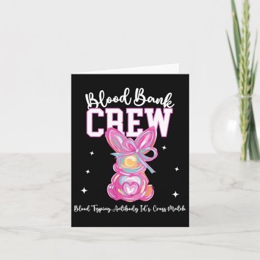 Bunny Bow Easter Blood Bynk Crew Medical Lab Tech Kaart (Voorkant)