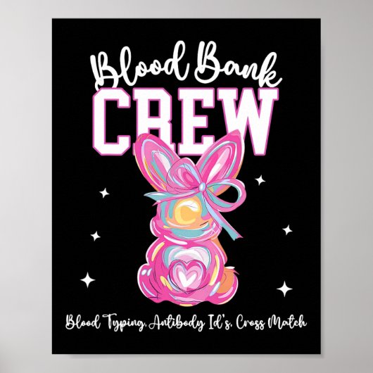 Bunny Bow Easter Blood Bynk Crew Medical Lab Tech Poster (Voorkant)