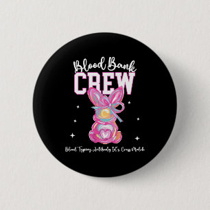 Bunny Bow Easter Blood Bynk Crew Medical Lab Tech Ronde Button 5,7 Cm