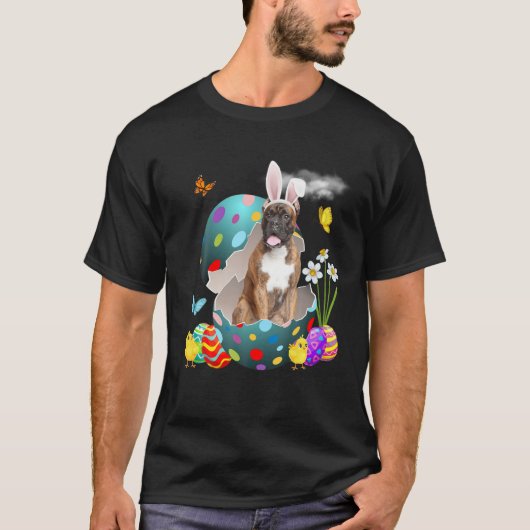 Bunny Boxer Dog Happy Paaseieren T-shirt (Voorkant)