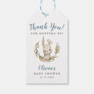 Bunny Boy Baby shower Bedankt om door te hopen Cadeaulabel