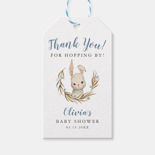 Bunny Boy Baby shower Bedankt voor Hopping By Cadeaulabel (Voorkant)