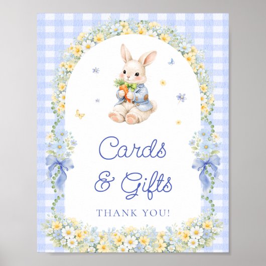 Bunny Boy Baby Shower Cards and Gifts Poster (Voorkant)