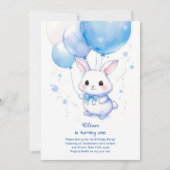 Bunny Boy Eerste Verjaardag Uitnodiging (Voorkant)