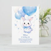 Bunny Boy Eerste Verjaardag Uitnodiging (Staand voorkant)