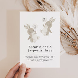 Bunny Boy gezamenlijke verjaardagsuitnodiging Kaart