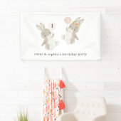 Bunny Boy Girl Joint Birthday Invitation Spandoek (Insitu)
