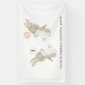 Bunny Boy Girl Joint Birthday Invitation Spandoek (Verticaal)