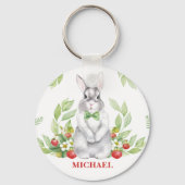 Bunny Boy Monogrammed Sleutelhanger (Voorkant)
