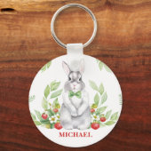 Bunny Boy Monogrammed Sleutelhanger (Voorkant)