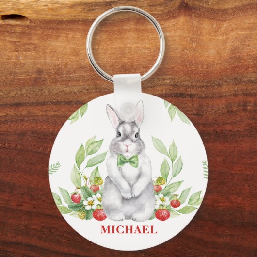 Bunny Boy Monogrammed Sleutelhanger (Voorkant)
