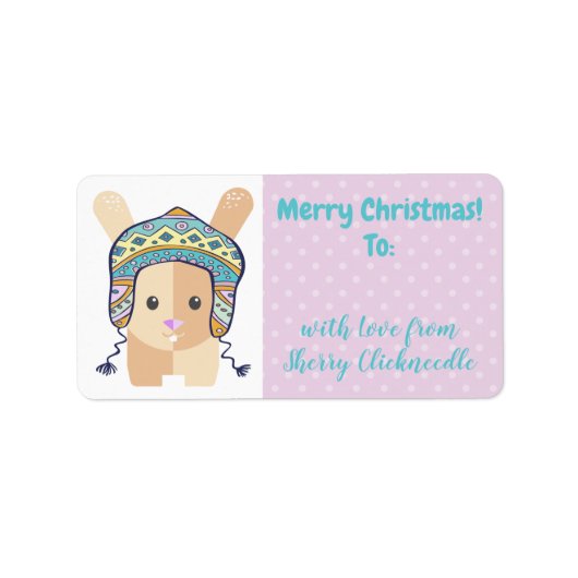 Bunny breien haakwerk winter pet Kerstmis Etiket (Voorkant)