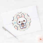 Bunny Brew Pattern Ronde Sticker (Envelop)