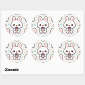 Bunny Brew Pattern Ronde Sticker (Vel)
