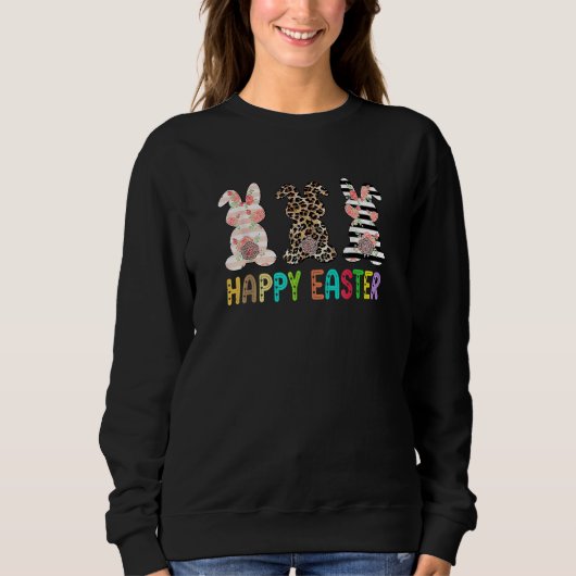 Bunny Buffalo Red Pset Leopard Print Happy Pasen Trui (Voorkant)