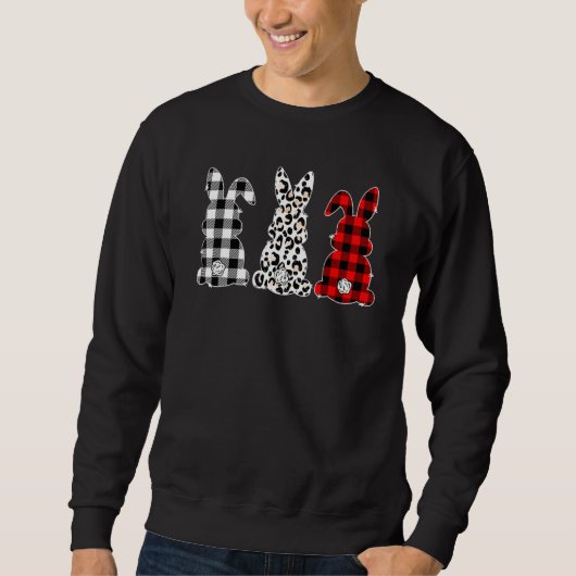 Bunny Buffalo Red Pset Leopard Print Happy Pasen Trui (Voorkant)