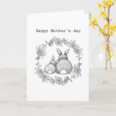 Bunny bundelt schattig en grappig moederdag monoch kaart (Gele Bloem)