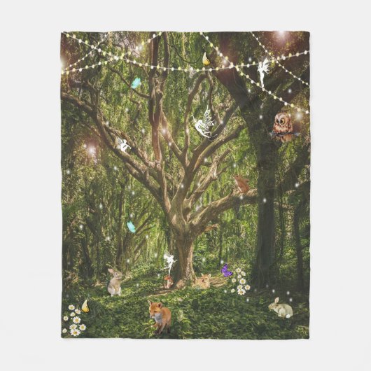 Bunny Butterflies Fox Fleece Deken (Voorkant)