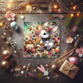 Bunny Butterflies Pastel Waterverf Paasthee Feestdagenkaart