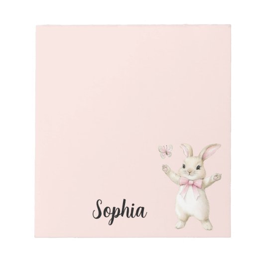Bunny Butterfly Blush Roze Notitieblok (Voorkant)