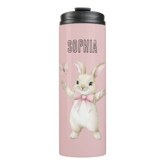 Bunny Butterfly Blush Roze Thermosbeker (Voorkant)