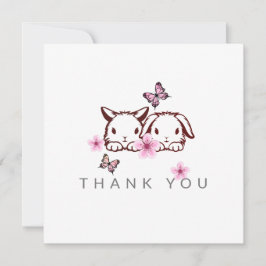 Bunny Butterfly Cherry Blossom Hartelijk dank Feestdagenkaart