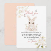 Bunny Butterfly Pink Petals Stationery Bedankkaart (Voorkant / Achterkant)