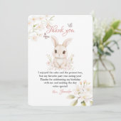 Bunny Butterfly Pink Petals Stationery Bedankkaart (Staand voorkant)
