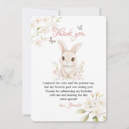 Bunny Butterfly Pink Petals Stationery Bedankkaart