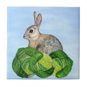 Bunny Cabbage Blue Ceramic Tile Tegeltje (Voorkant)