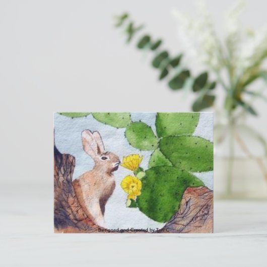 Bunny Cactus Briefkaart (Staand voorkant)