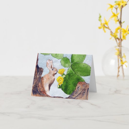 Bunny Cactus Kaart (Gele Bloem)