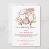  Bunny Car Floral Drive met het Baby shower Kaart (Voorkant)