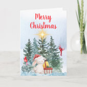 Bunny & Cardinals  Feestdagen Kaart (Voorkant)